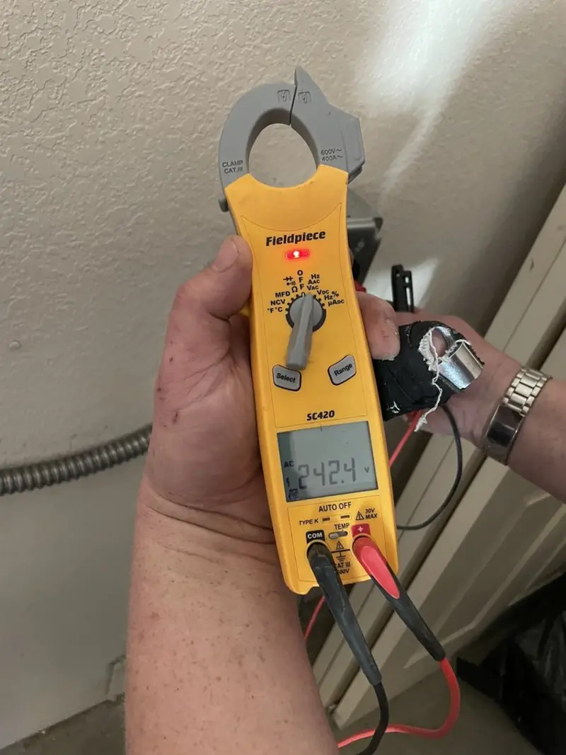 Voltage testing with clamp meter during Generator Installation in Mahwah